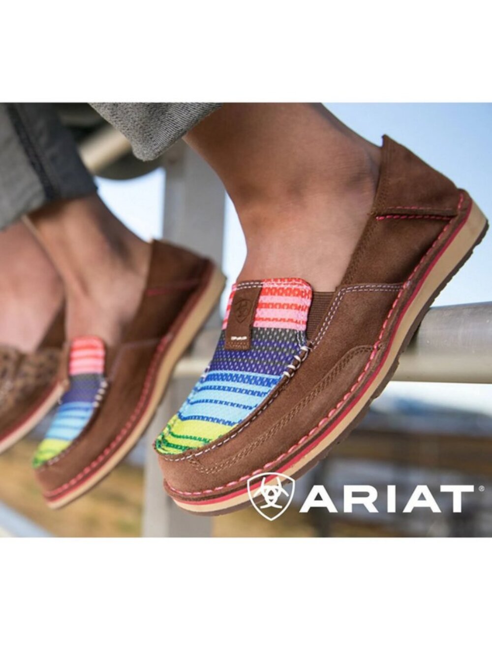 Ariat Sz. 7.5 Palm Brown Serape/Serape Mesh Cruiser Slip On Shoe